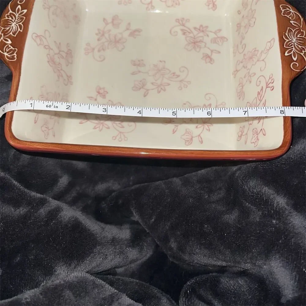 Temp-tations by Tara Cranberry Floral Lace 2 Qt Oval Baking Dish
